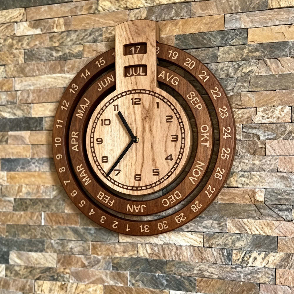 Wooden Perpetual Calendar Clock