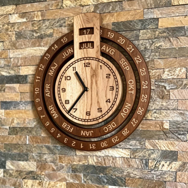 Wooden Perpetual Calendar Clock