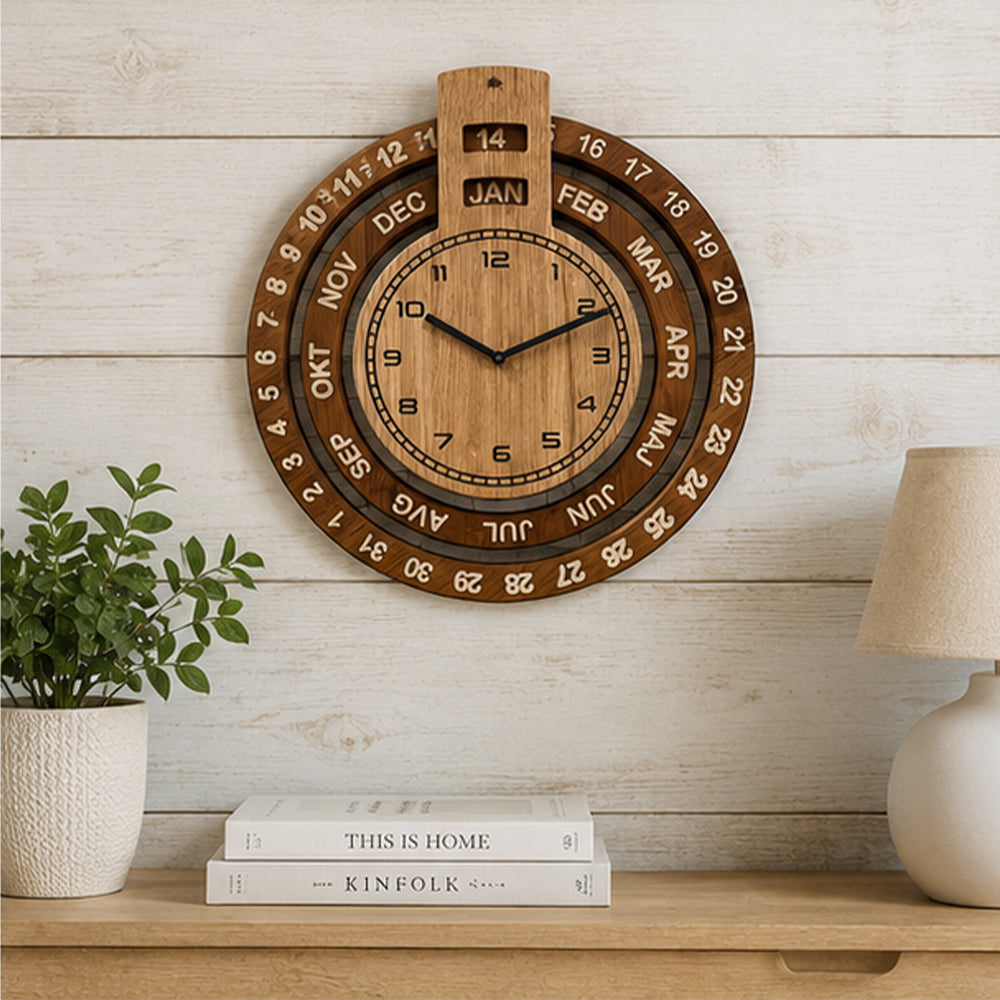 Wooden Perpetual Calendar Clock