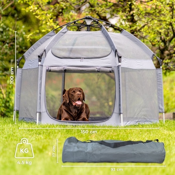 Large Mobile Dog Playpen with Inflatable Mat & Sun and Rain Cover