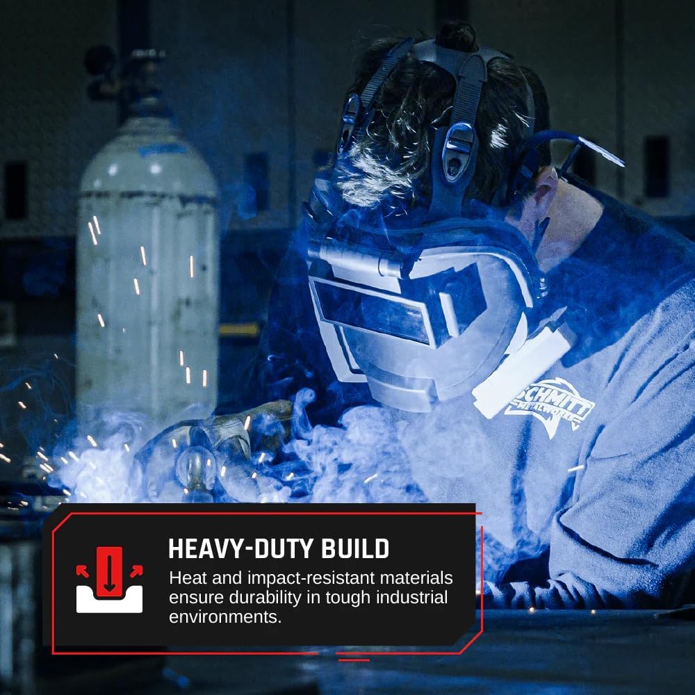 Front view of the full-face welding respirator