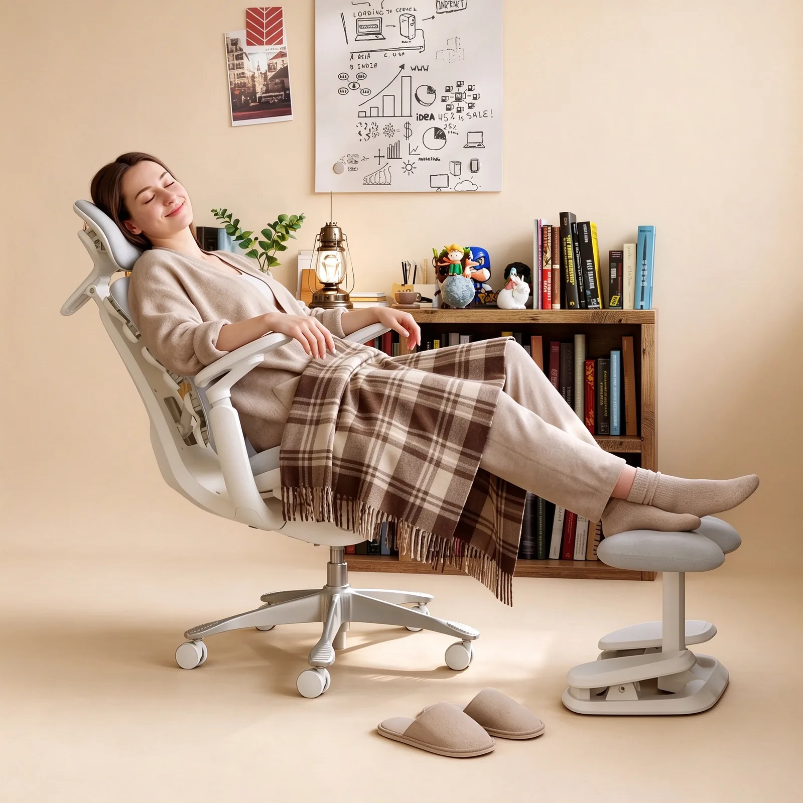 Ergonomic chair in relaxed reading position