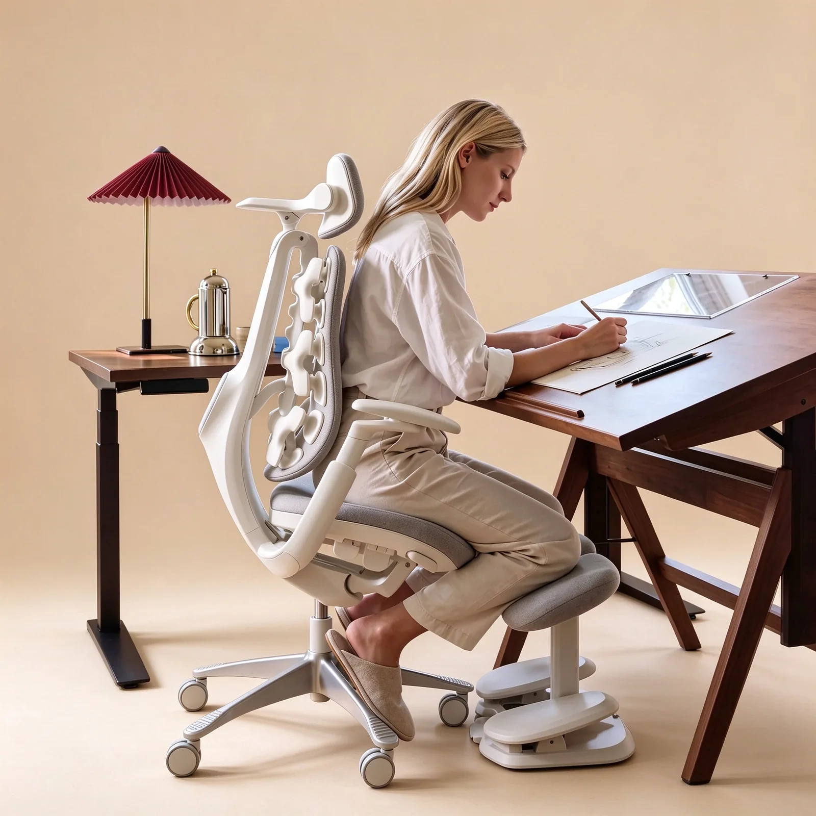 Ergonomic chair used at a desk