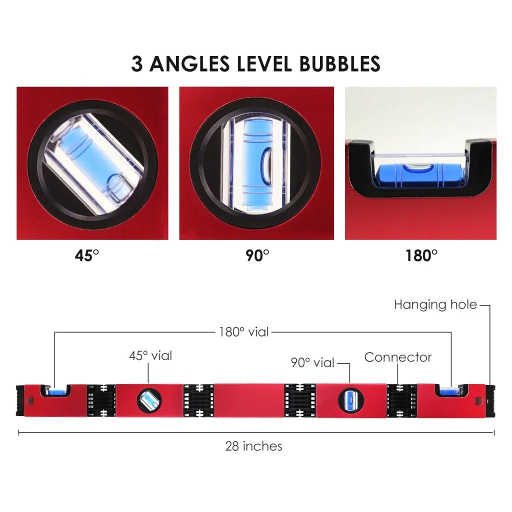 Folding Angle Finder / Level – 28" Multi-Angle Measuring Tool with Magnet