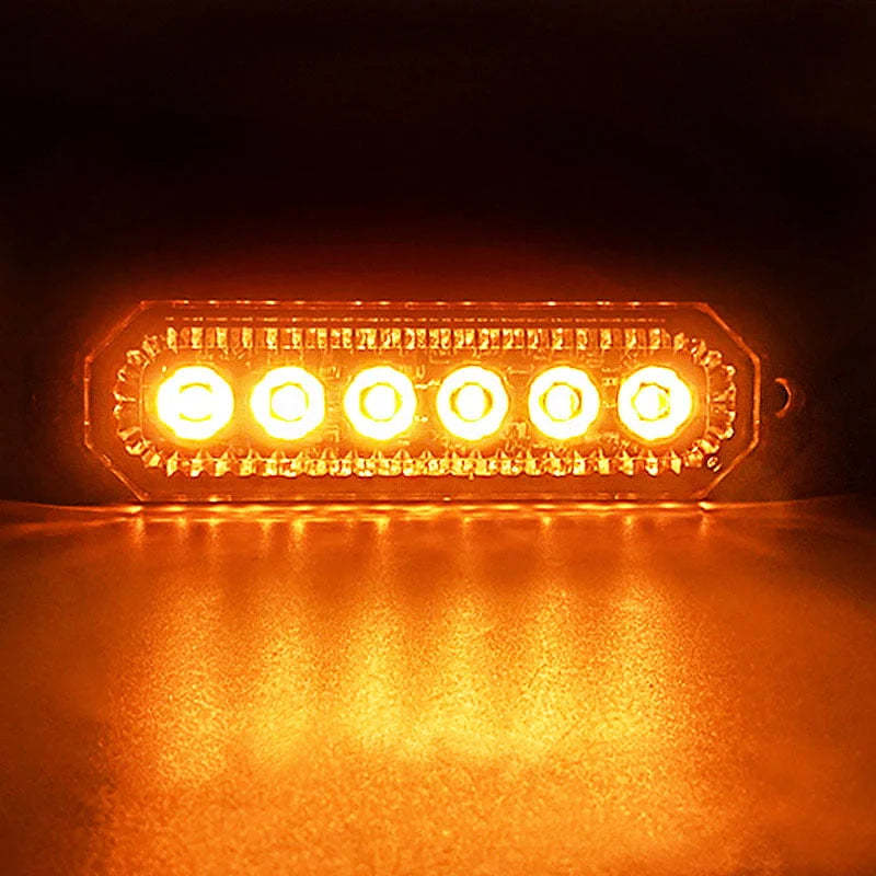Amber Flashing LED Light Bars – 6 LED Flashing Warning Lights for Trucks and Vehicles