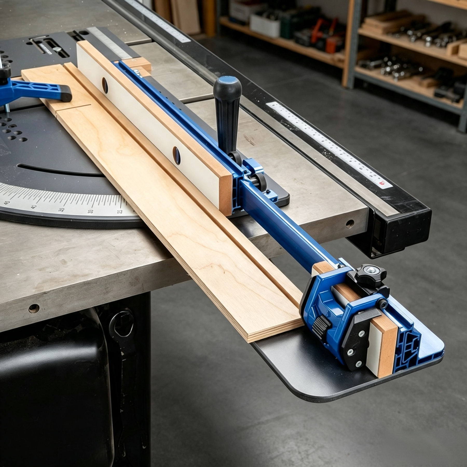 Table Saw Crosscut Sled – 38.25″ Telescoping Fence, Phenolic Base, Micro-Adjust Flip Stop