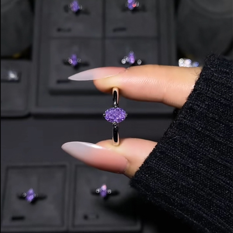 VIOLET TEAR™ - Adjustable Purple Moissanite Ring