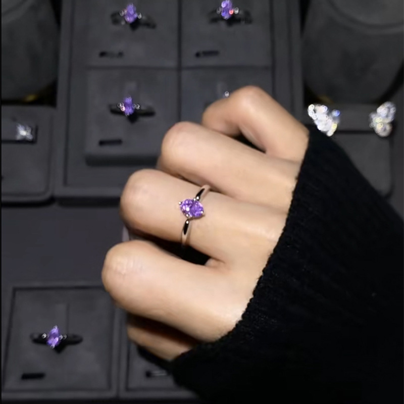 VIOLET TEAR™ - Adjustable Purple Moissanite Ring