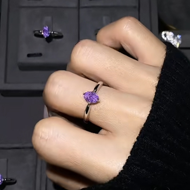 VIOLET TEAR™ - Adjustable Purple Moissanite Ring