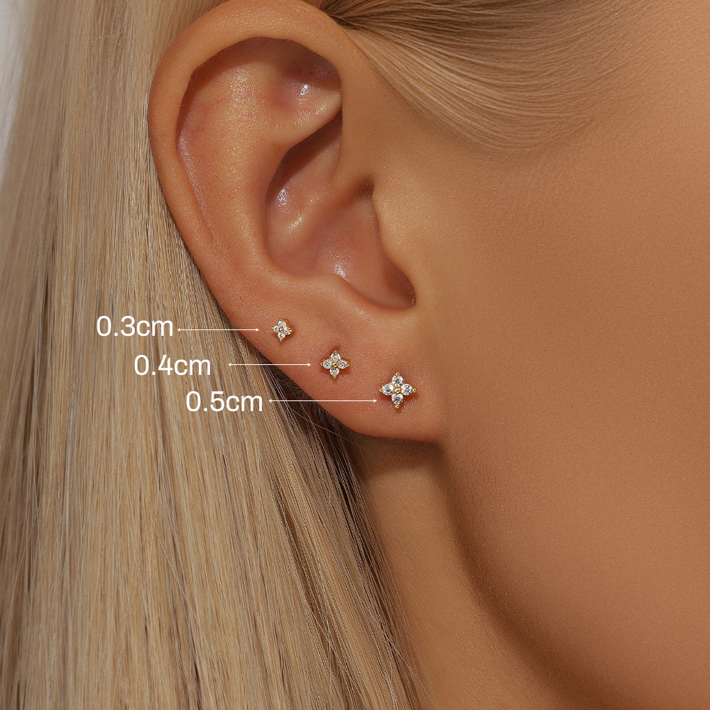 Four Moissanite Flatback Earring