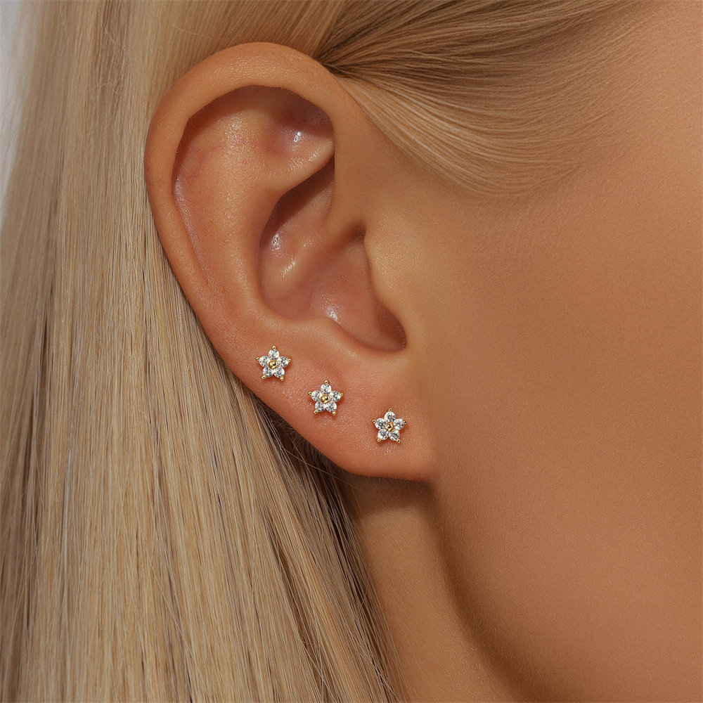 Flower Moissanite Flatback Earring
