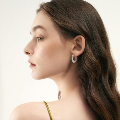 🔥Hot Sale 68% OFF🔥Brilliant 14K Gold Plated 925 Sterling Silver Moissanite Hoop Earrings