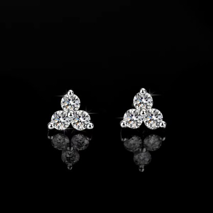 Three-Diamond Moissanite Earrings