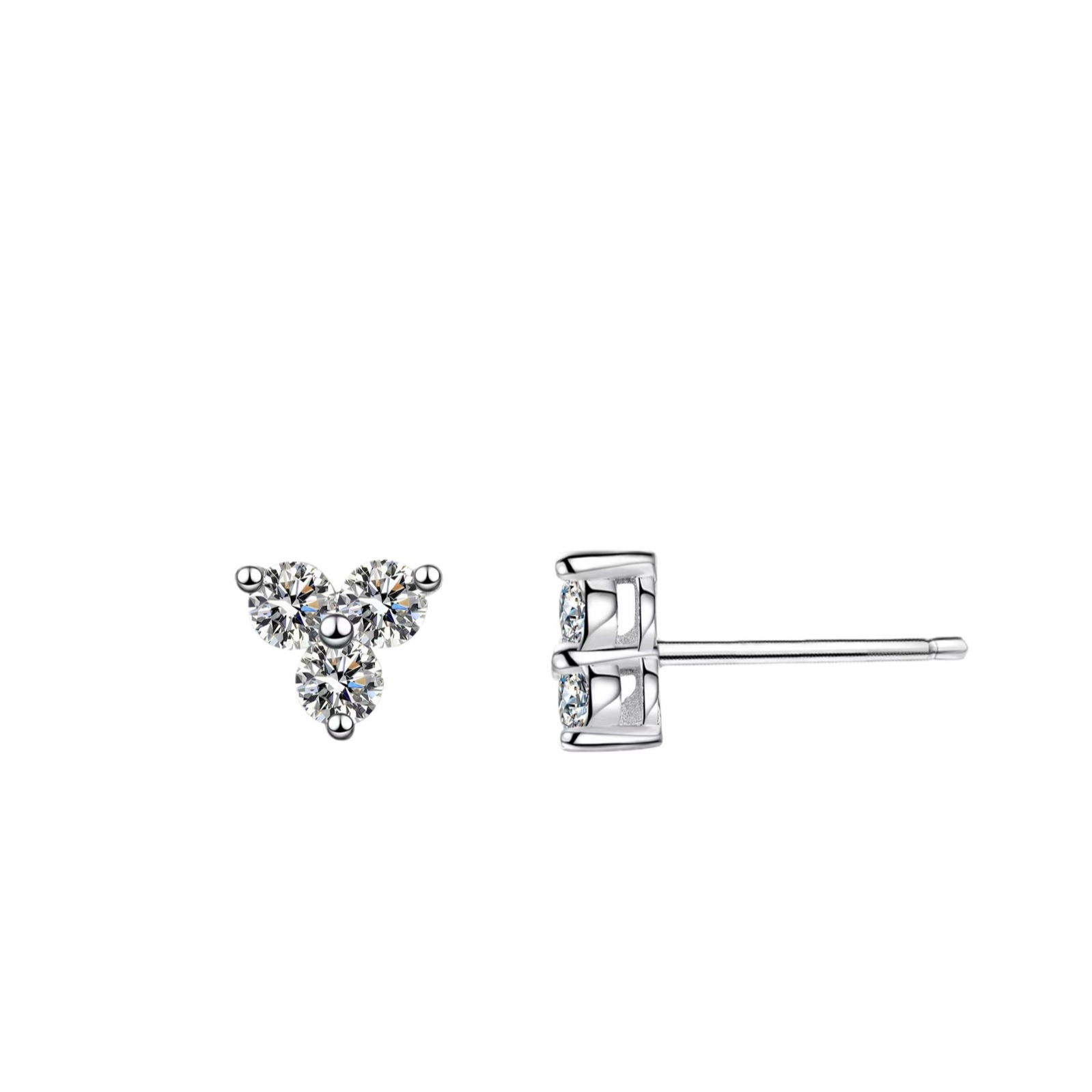 Three-Diamond Moissanite Earrings