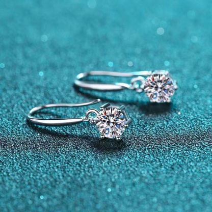 Elegant Six-Prong Moissanite Earrings with Secure Hook