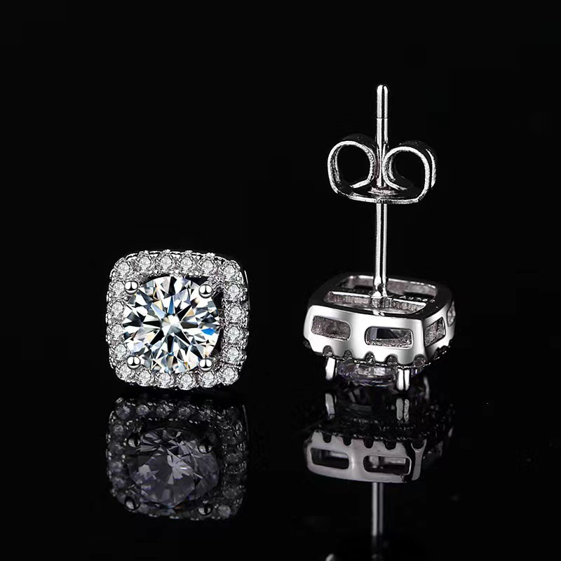 Classic  Square & Round Moissanite Earrings