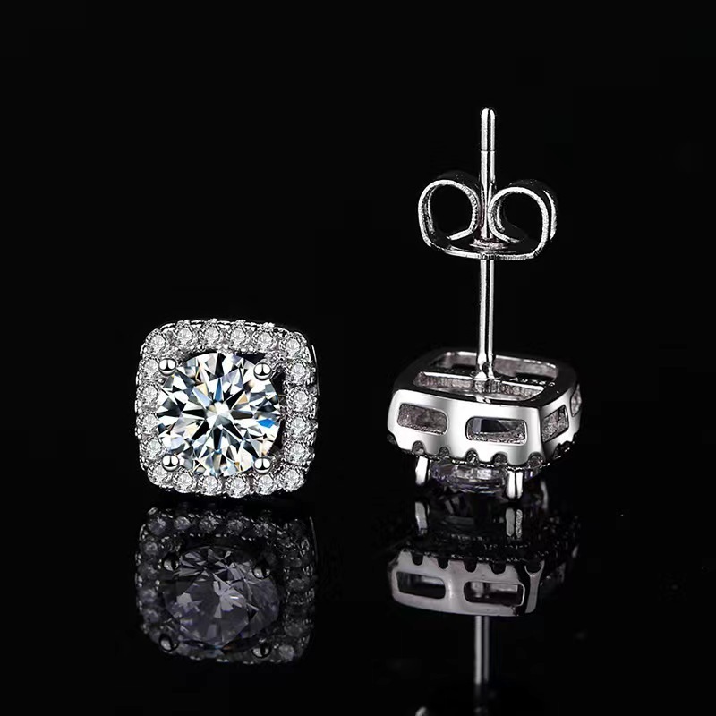 Classic  Square & Round Moissanite Earrings