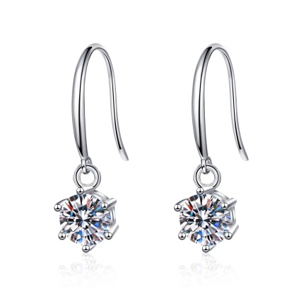Elegant Six-Prong Moissanite Earrings with Secure Hook