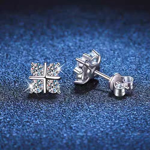 Brilliant Cross Design Moissanite Earrings