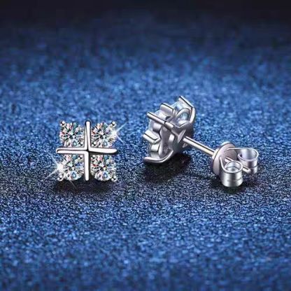 Brilliant Cross Design Moissanite Earrings