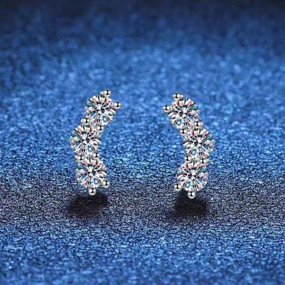Smile Three-Diamond Moissanite Earrings