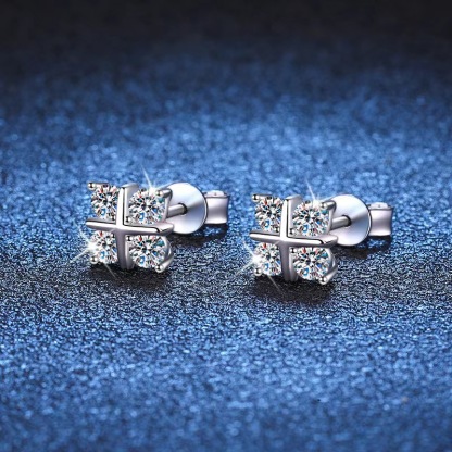Brilliant Cross Design Moissanite Earrings