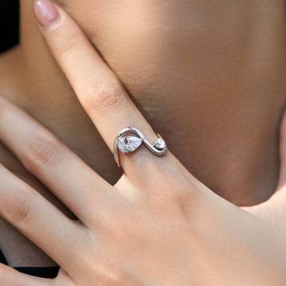 Unique Pear & Round Cut Moissanite Ring