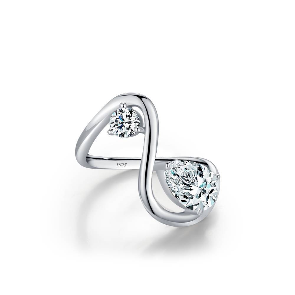 Unique Pear & Round Cut Moissanite Ring