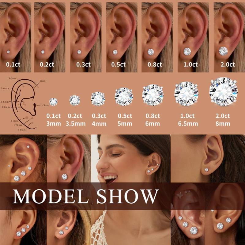Elegant Six-Prong Moissanite Earrings with Secure Hook