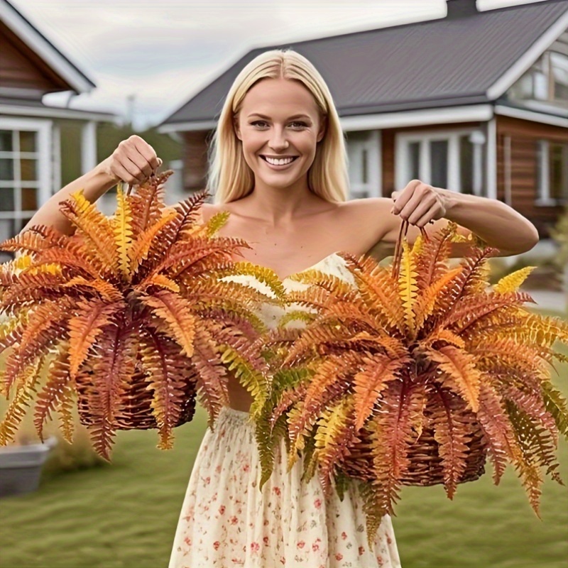 🍂$9.99 Today Only--UV Resistant Lifelike Autumn-colored Artificial Boston Fern🍁