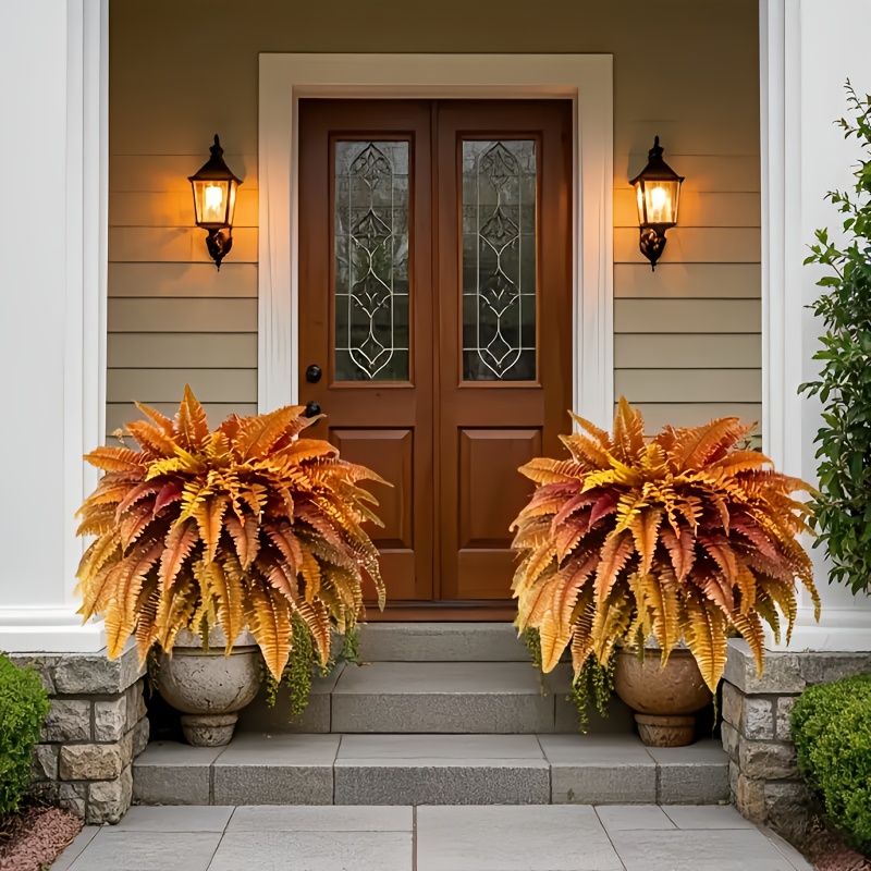 🍂$9.99 Today Only--UV Resistant Lifelike Autumn-colored Artificial Boston Fern🍁