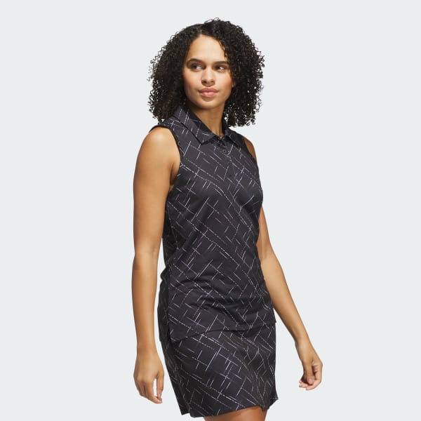 Black Ultimate365 Printed Sleeveless Polo Shirt