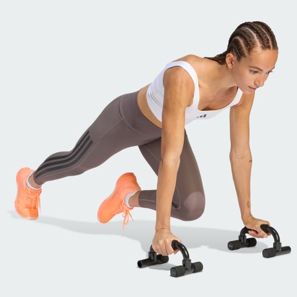 Brown Optime Workout 3-Stripes 7/8 Leggings
