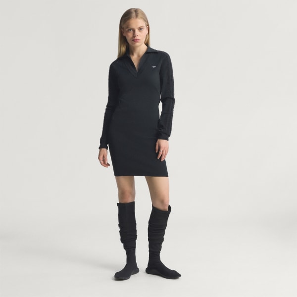 Black Long Sleeve Collared Dress