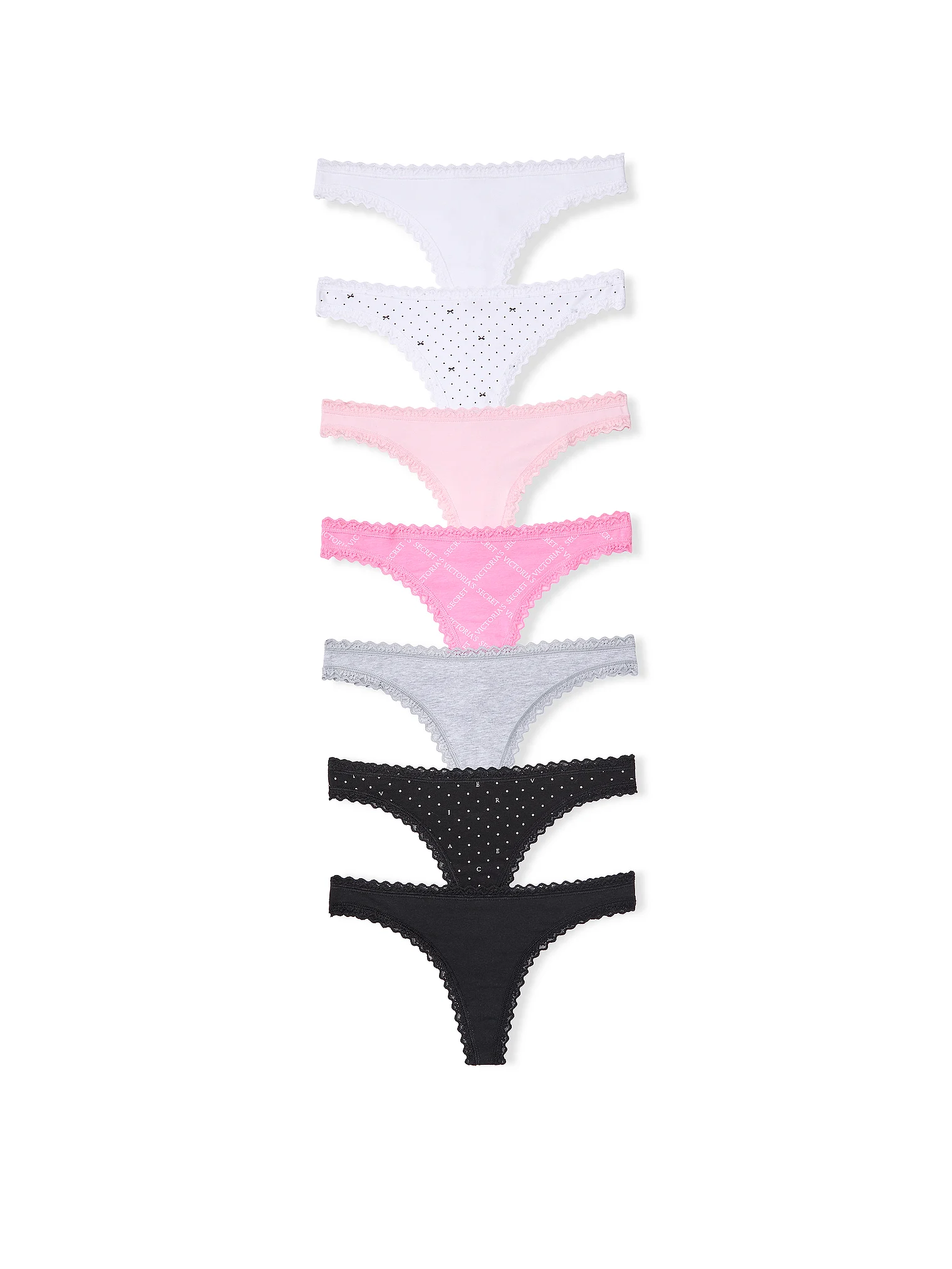 7-Pack Days of the Week Lace-Trim Thong Panties
