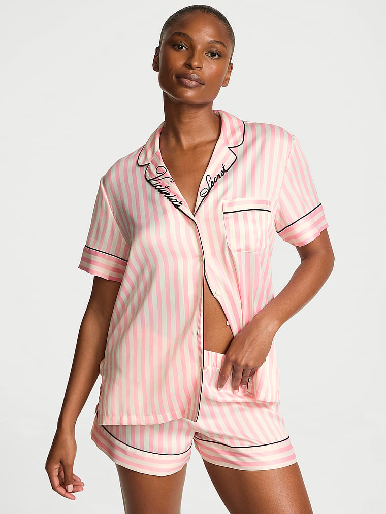 Signature Satin Short Pajama Set - Print - image 1