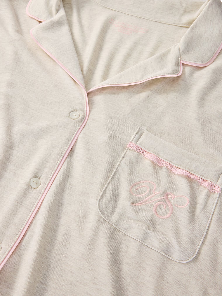 SoSoft™ Modal Long Pajama Set - Heather Natural & Angel Pink - image 3