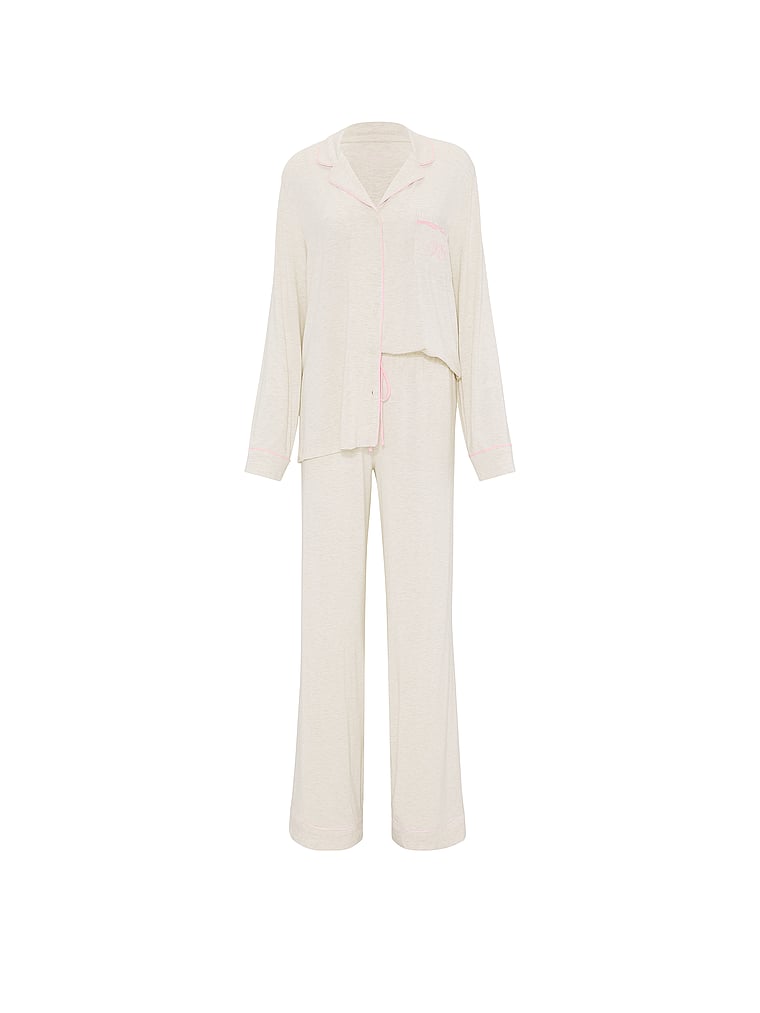 SoSoft™ Modal Long Pajama Set - Heather Natural & Angel Pink - image 4