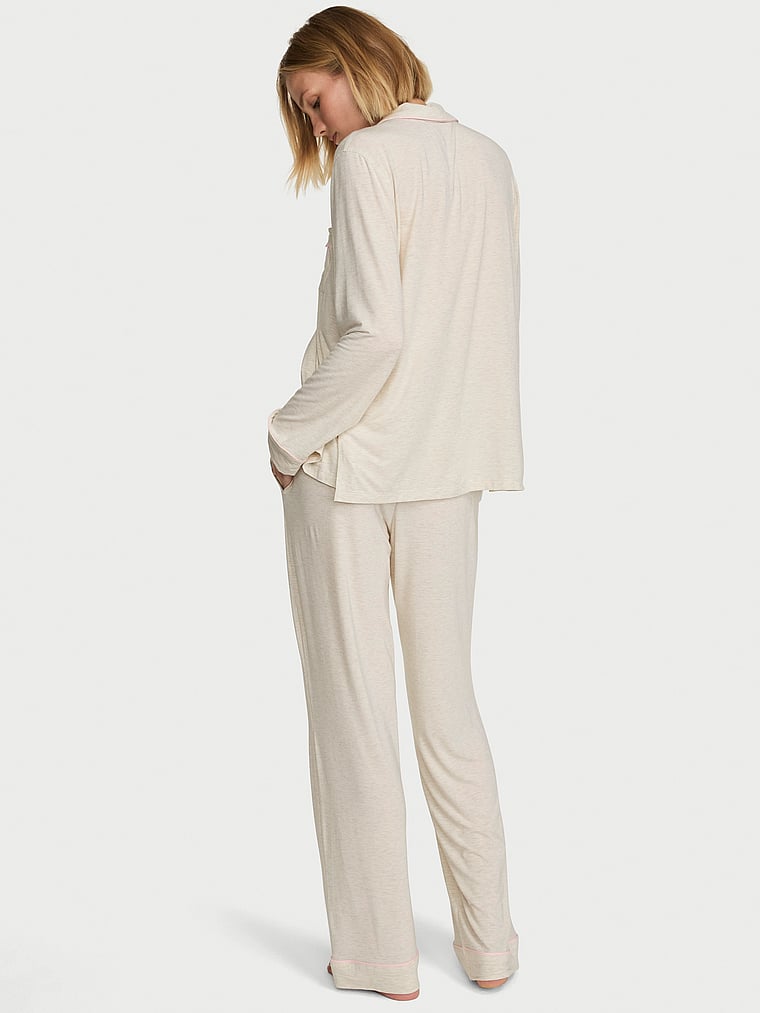 SoSoft™ Modal Long Pajama Set - Heather Natural & Angel Pink - image 2