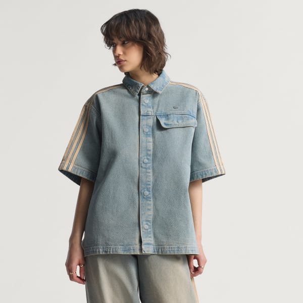 Blue Premium Essentials Denim Shirt Shortsleeve