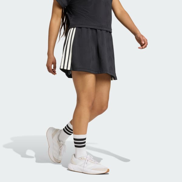 Black Stadium 3-Stripes Tennis Inspired Jacquard Skirt With Short