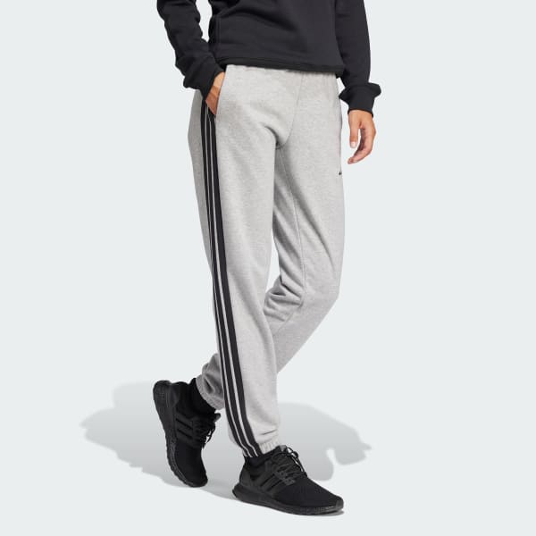 Grey Essentials 3-Stripes French Terry Cuffed Pants