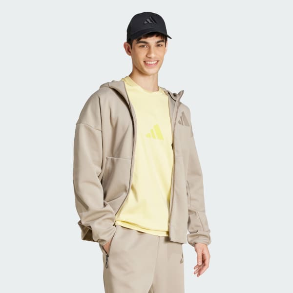 Beige Z.N.E. Full-Zip Hooded Track Jacket