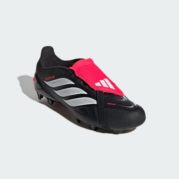 Black Predator League Fold-Over Tongue Firm Ground Football Boots Kids