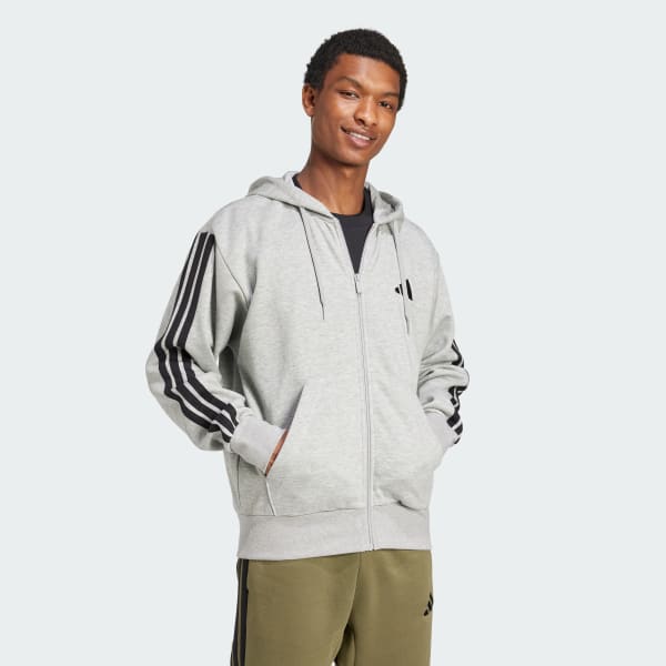 Grey Essentials 3-Stripes Fleece Hoodie