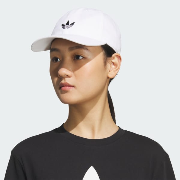 White Relaxed Trefoil Strapback Hat