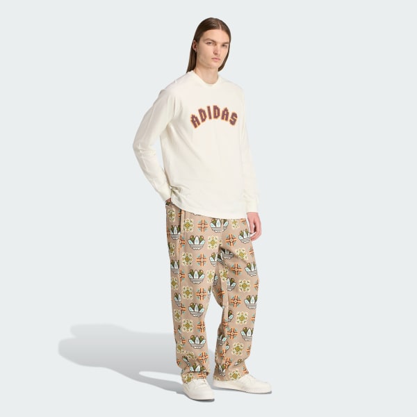 Brown Tile Allover Print Loose Sweat Pants