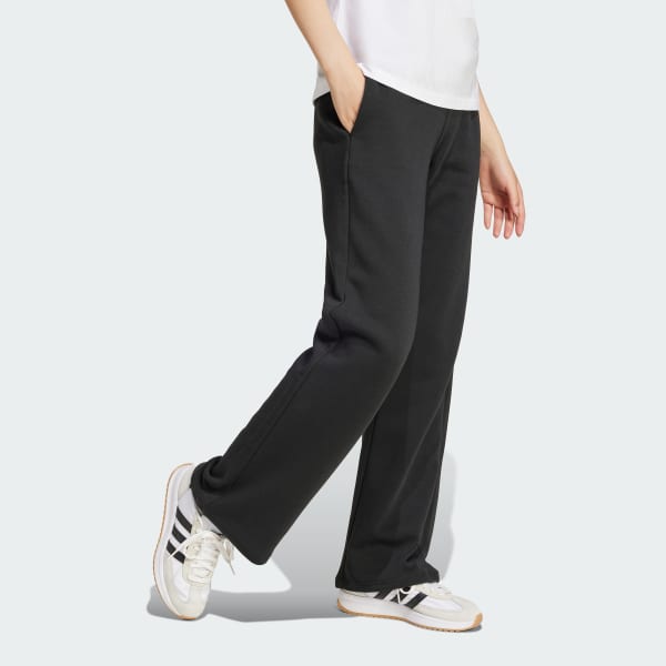 Black Essentials Small Logo Feel Cozy Open-Hem Pants
