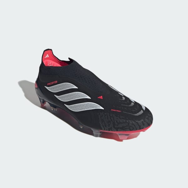 Black PREDATOR ELITE Laceless Firm Ground Soccer Boots