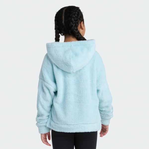 Turquoise 3-Stripes Sherpa Hoodie